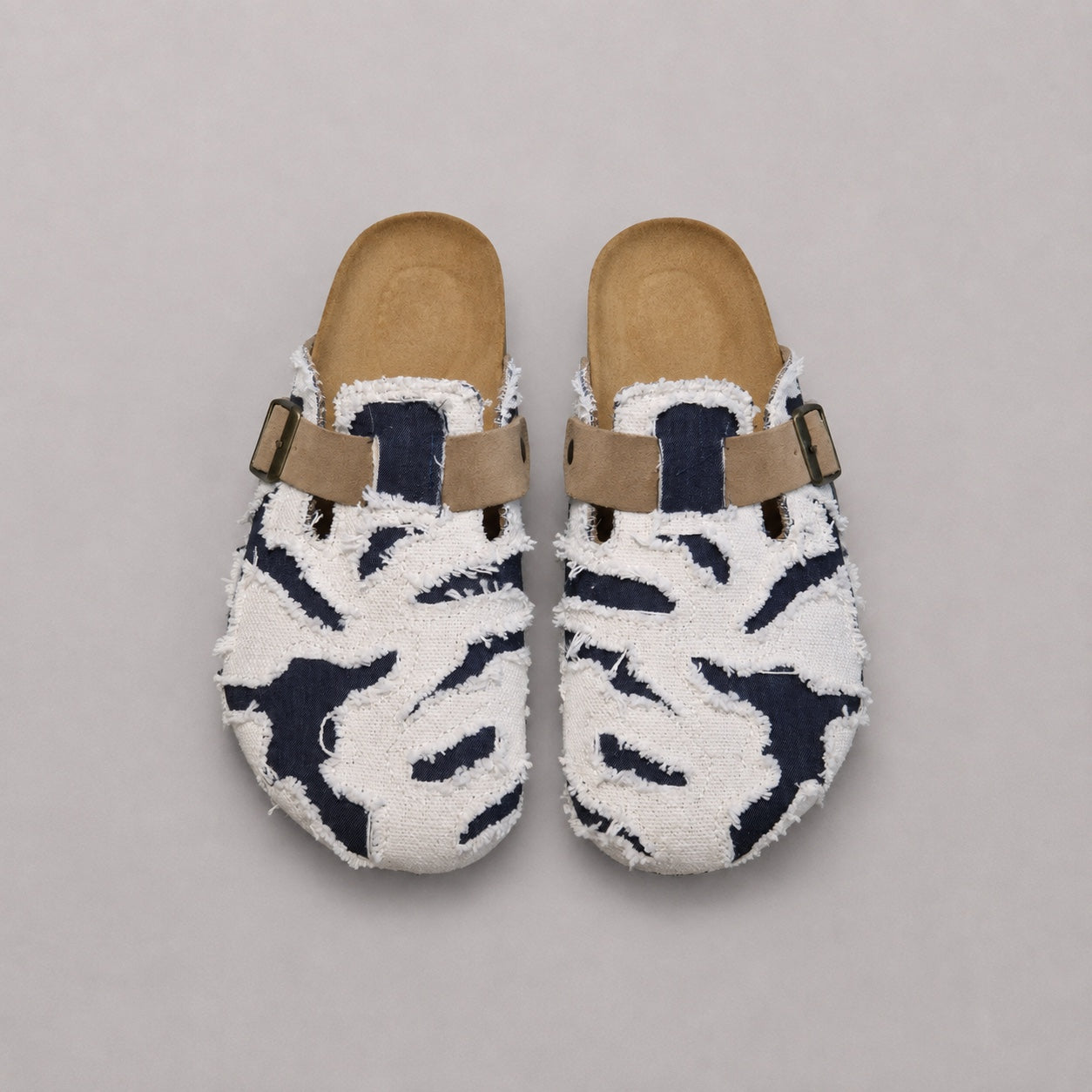 Frayed Denim and Suede Klog
