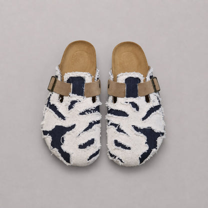 Frayed Denim and Suede Klog