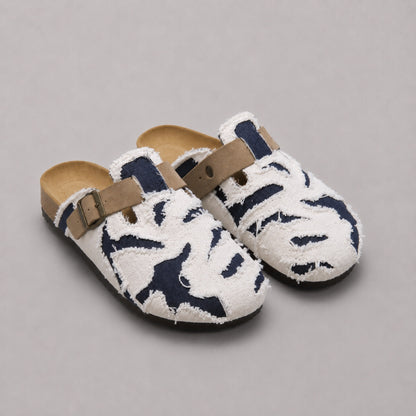 Frayed Denim and Suede Klog