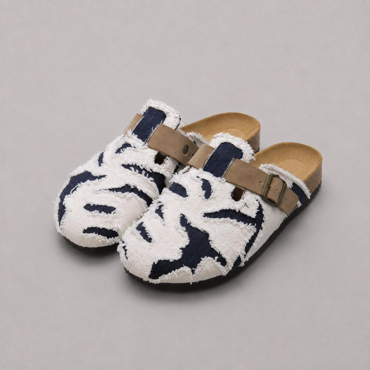 Frayed Denim and Suede Klog